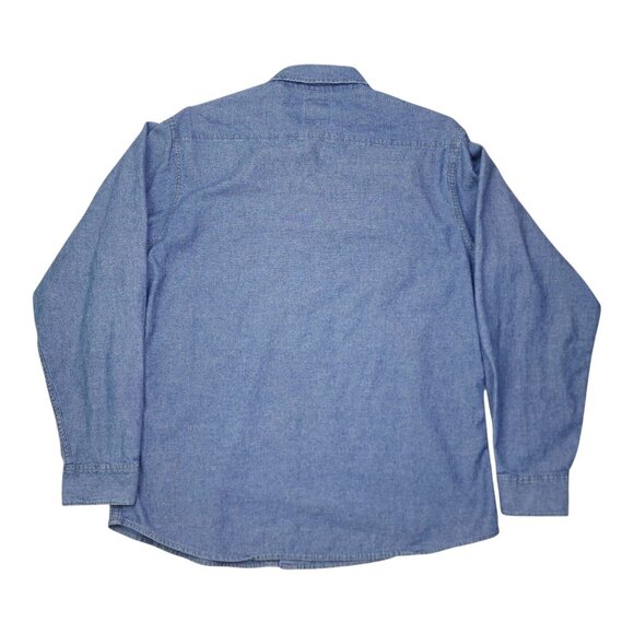 Mens Wrangler Jeans Co. Red Long Sleeve Denim Pearl Snap Shirt XL - Picture 3 of 10